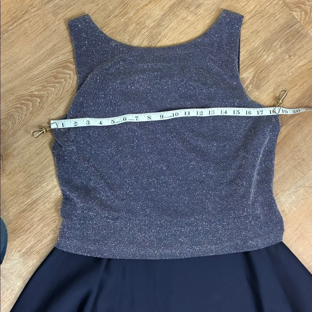 Arianna by Rachel Kaye Elegant Sparkle Navy Blue Sleeveless Dress Size 12 - Picture 5 of 7